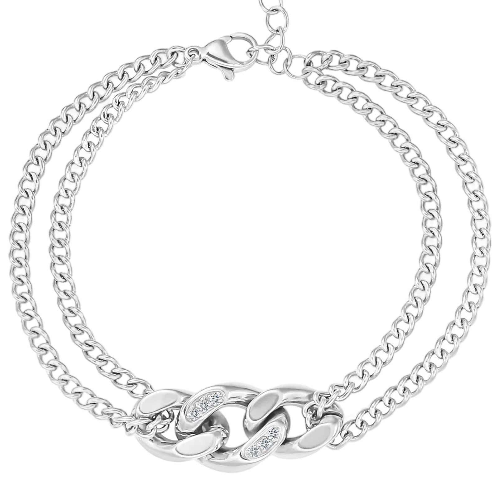 Stahlarmband + CZ 15+4 cm