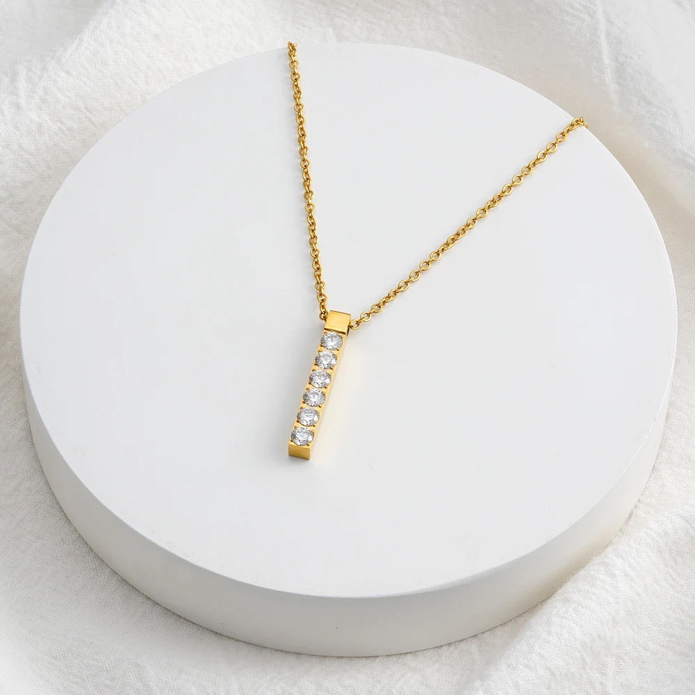 Stahlhalsband mit 18K Vergoldung + CZ 42+5 cm