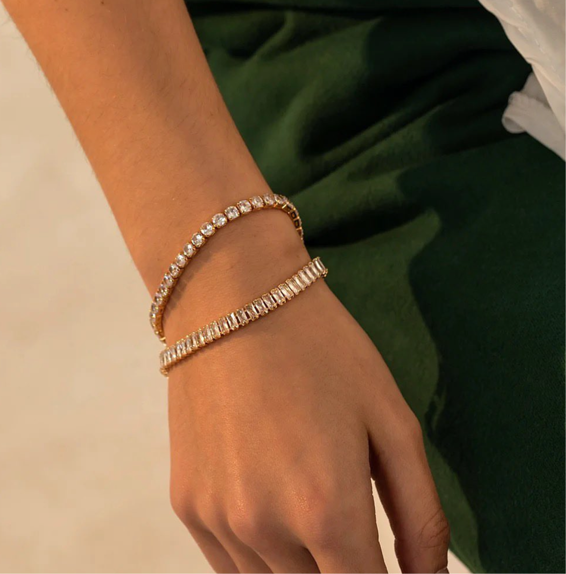 Stahlarmband mit 18K Vergoldung + CZ 17,5 cm (3MM)