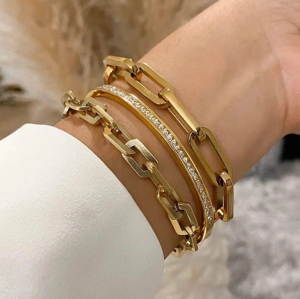 Stahlarmband mit 18K Vergoldung 16+5 cm