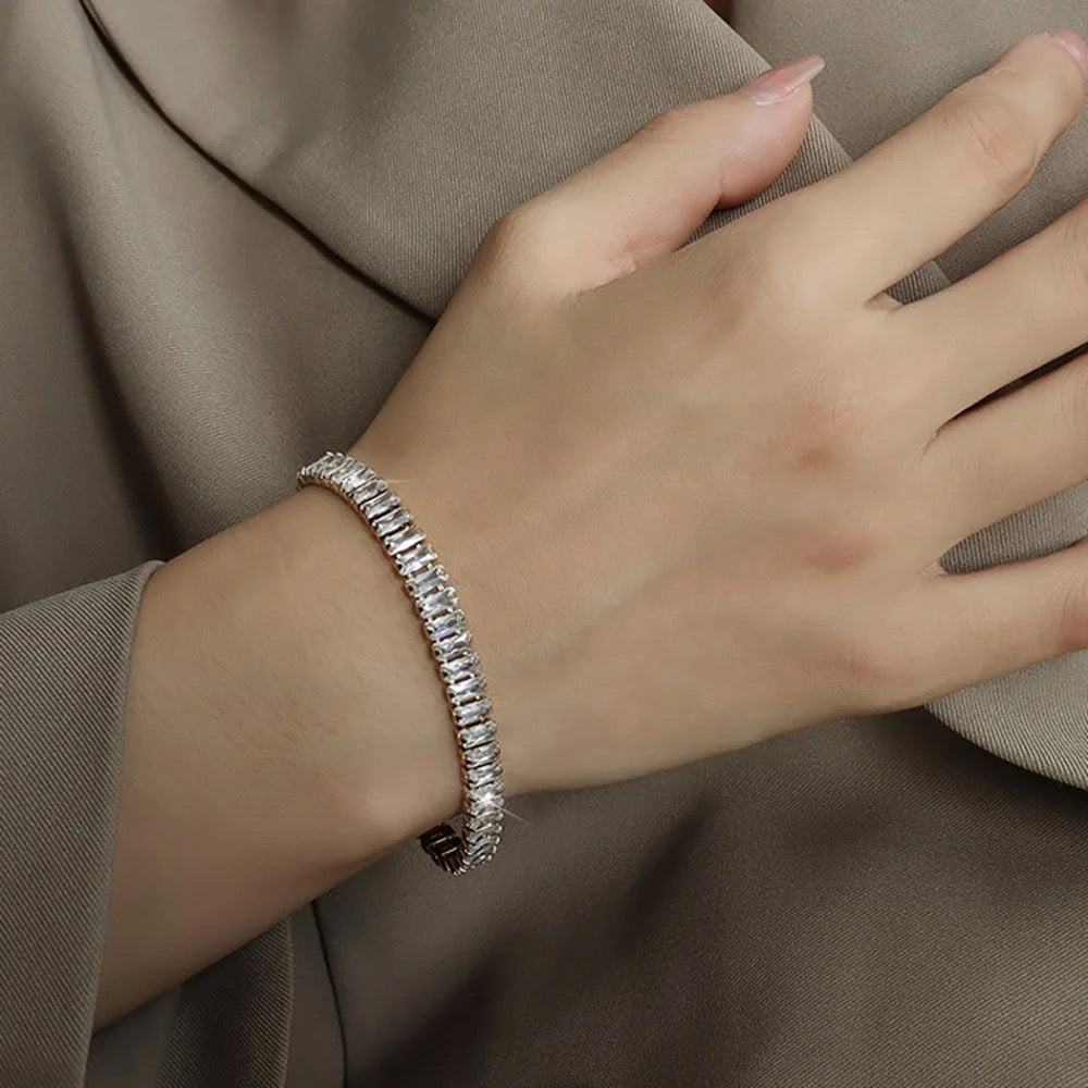 Stahlarmband mit 18K Vergoldung + CZ 17 (6MM)