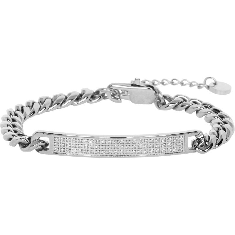 Stahlarmband + CZ 16+4 cm