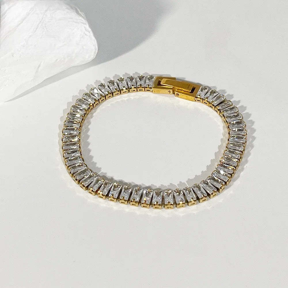 Stahlarmband mit 18K Vergoldung + CZ 17 (6MM)