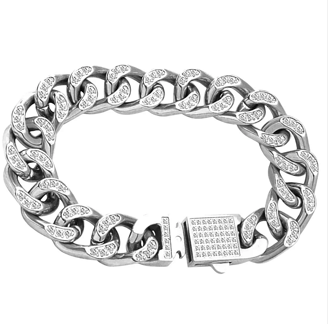 Edelstahlarmband +CZ (19cm)