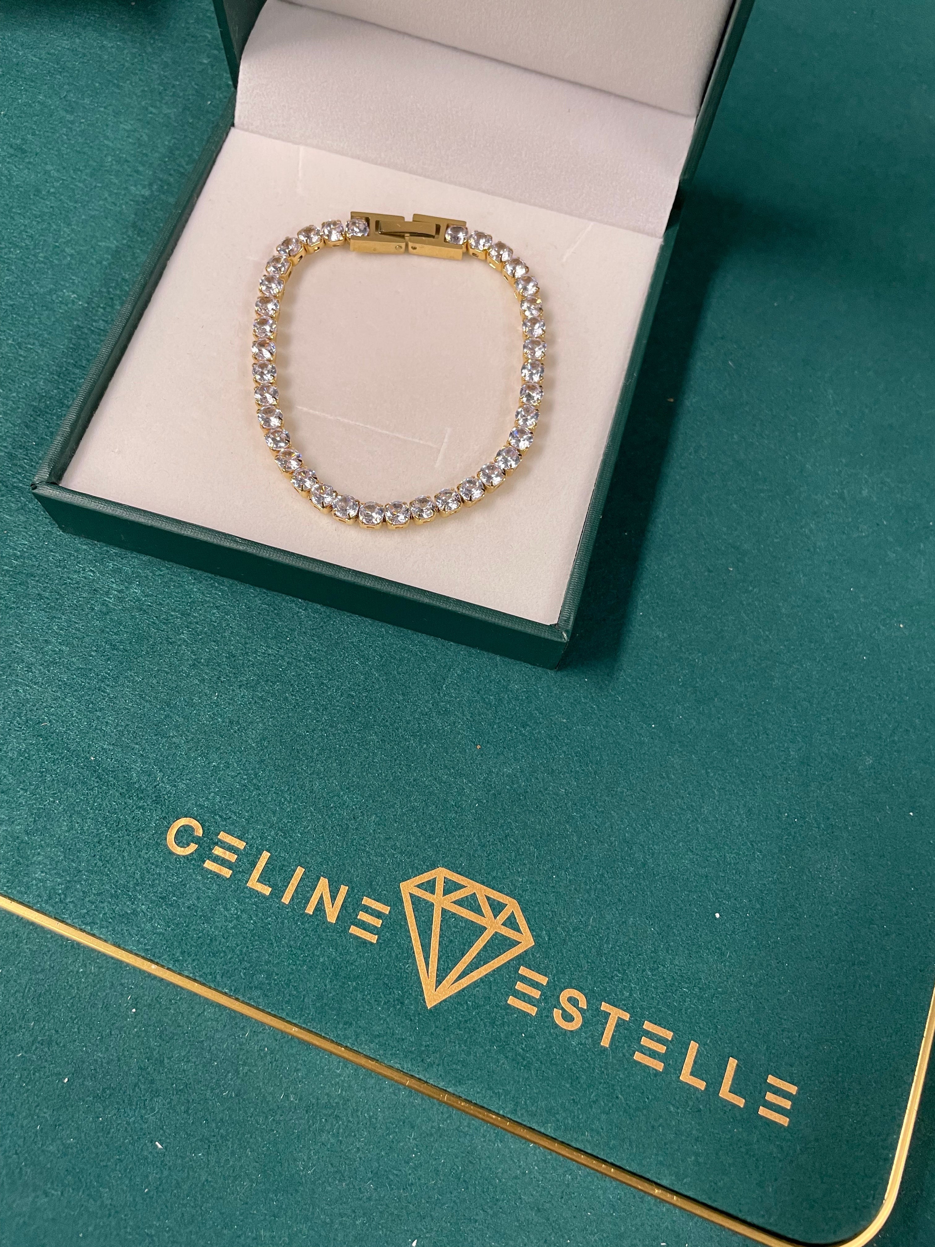 Stahlarmband mit 18K Vergoldung +CZ 18cm (4MM)