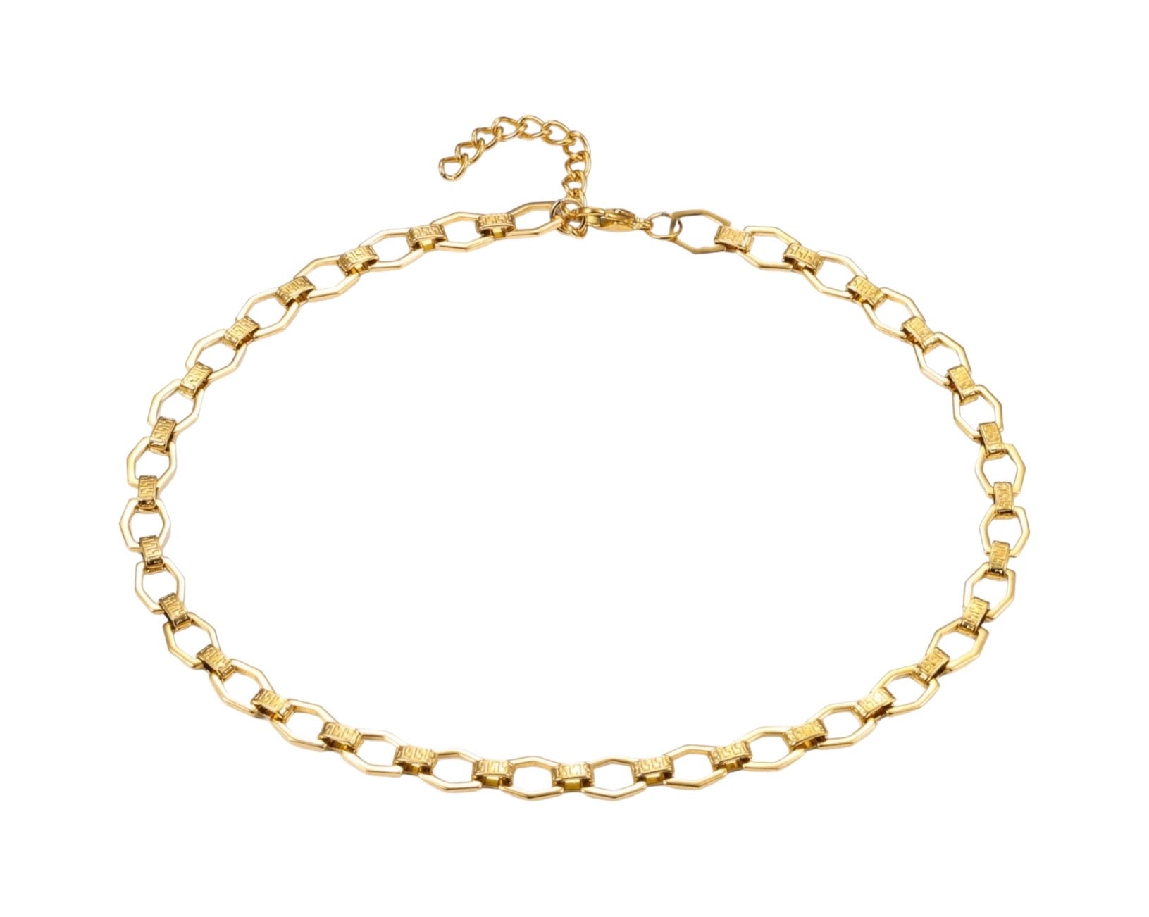 Stahlhalsband mit 18K Vergoldung 42+5 cm