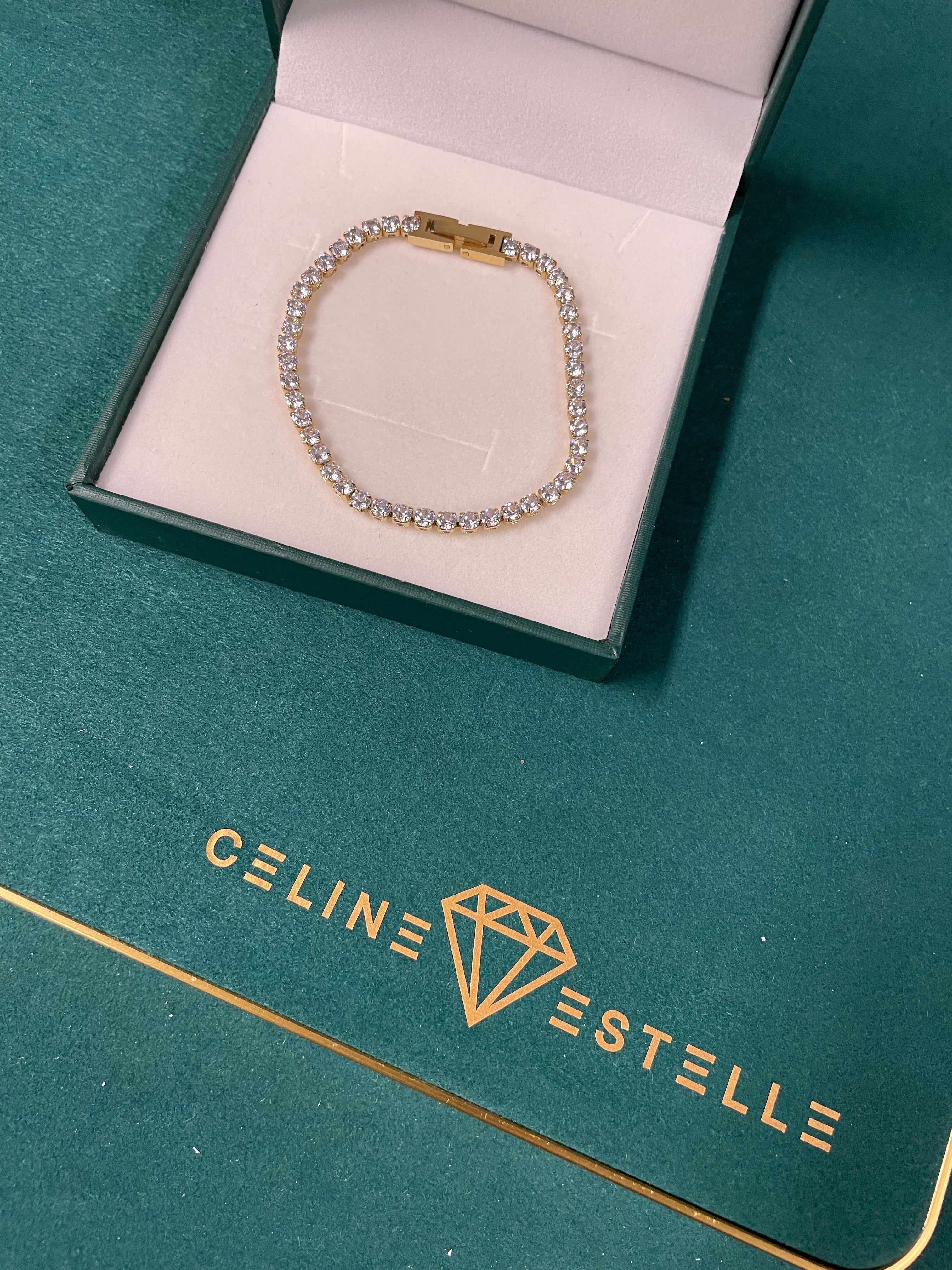 Stahlarmband mit 18K Vergoldung + CZ 17,5 cm (3MM)