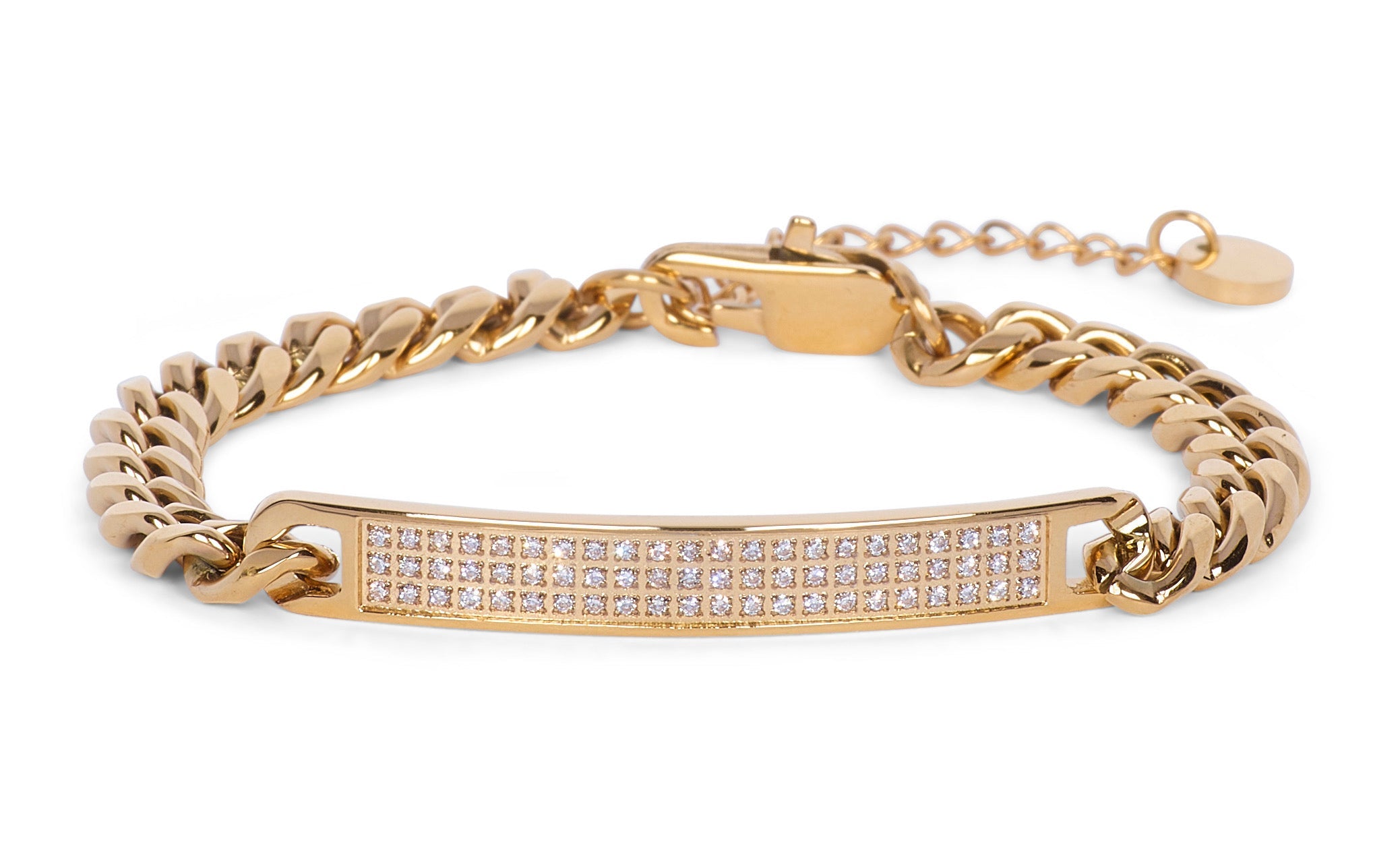 Stahlarmband mit 18K Vergoldung + CZ 16+4 cm