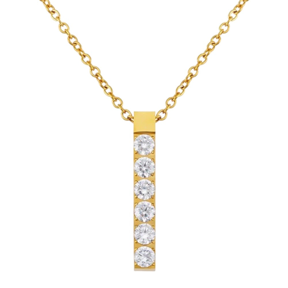 Stahlhalsband mit 18K Vergoldung + CZ 42+5 cm
