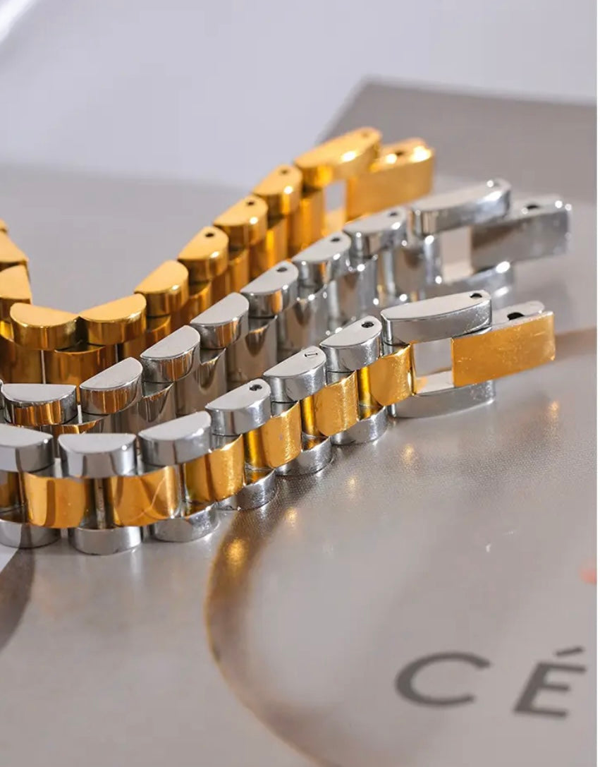 Stahlarmband mit 18K Vergoldung -Einstellbar (10MM)