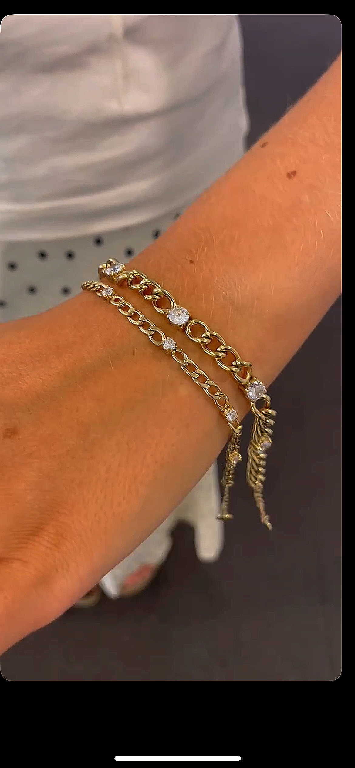 Stahlarmband mit 18K Vergoldung + CZ 3MM 16+4 cm