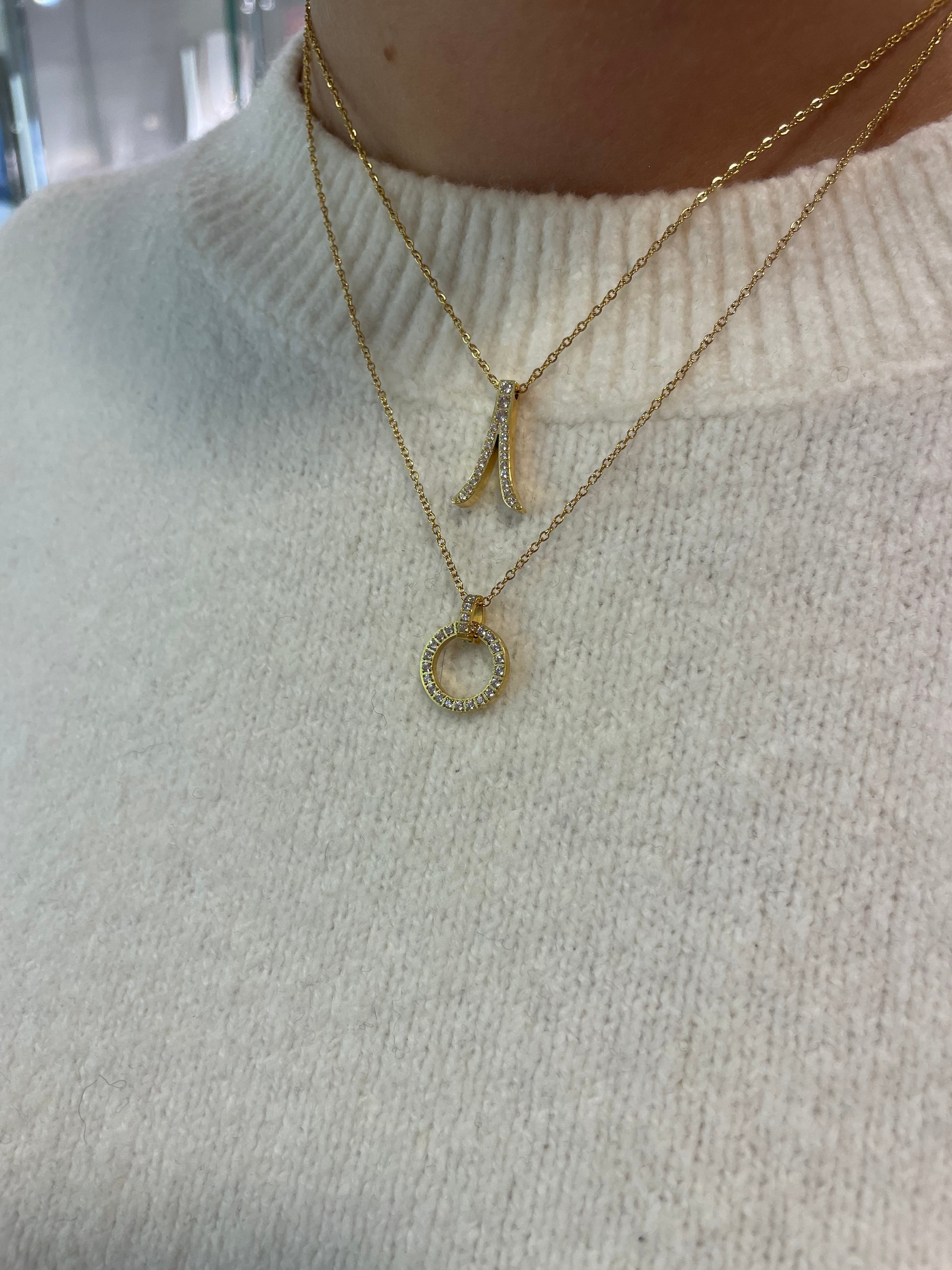 Stahlhalsband mit 18K Vergoldung mit CZ 42+5 cm