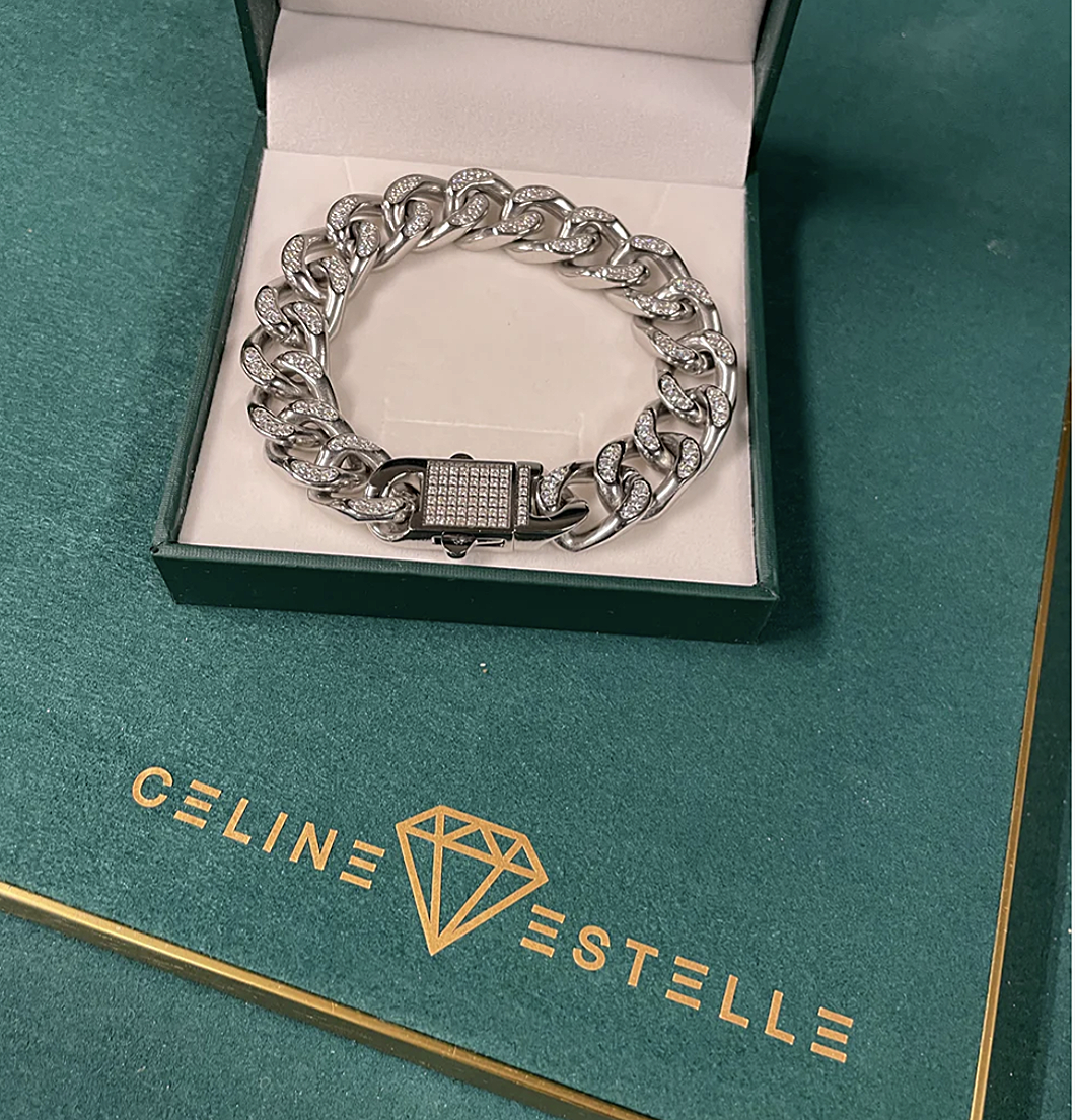 Edelstahlarmband +CZ (19cm)