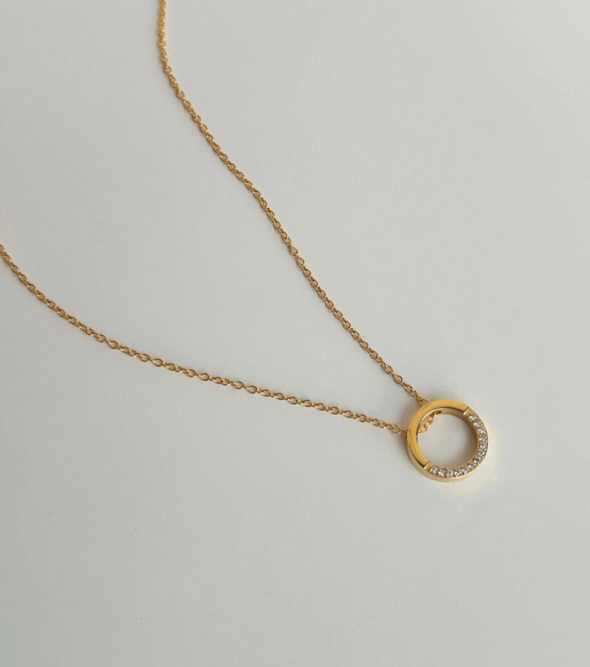 Stahlhalsband mit 18K Vergoldung + CZ 42+5 cm