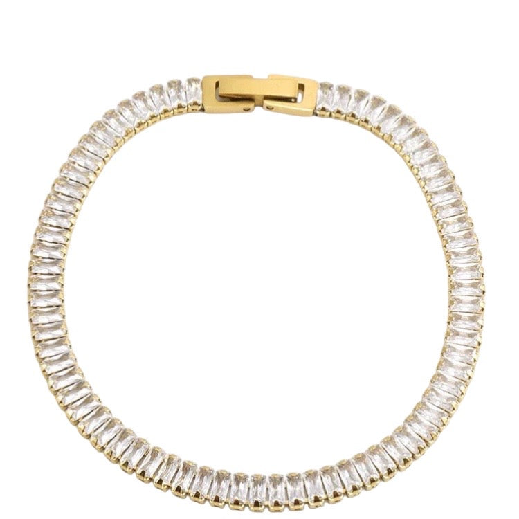 Stahlarmband mit 18K Vergoldung + CZ 17 (6MM)