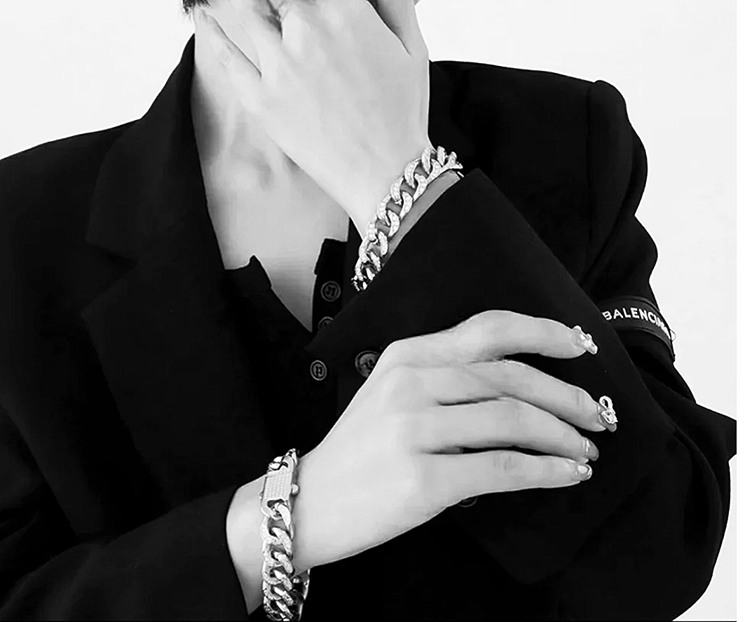 Edelstahlarmband +CZ (19cm)