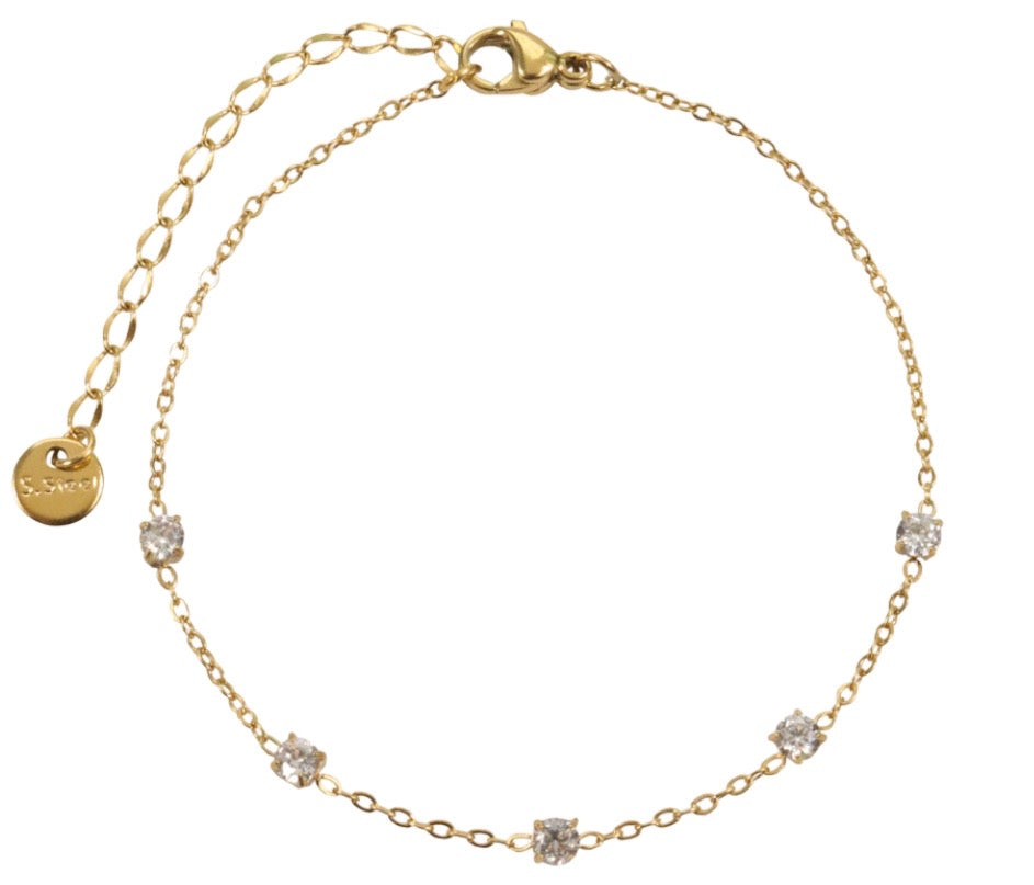 Stahlarmband mit 18K Vergoldung + CZ 16,5+4,5 cm