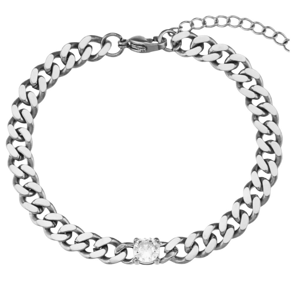 Stahlarmband + CZ 16+5 cm