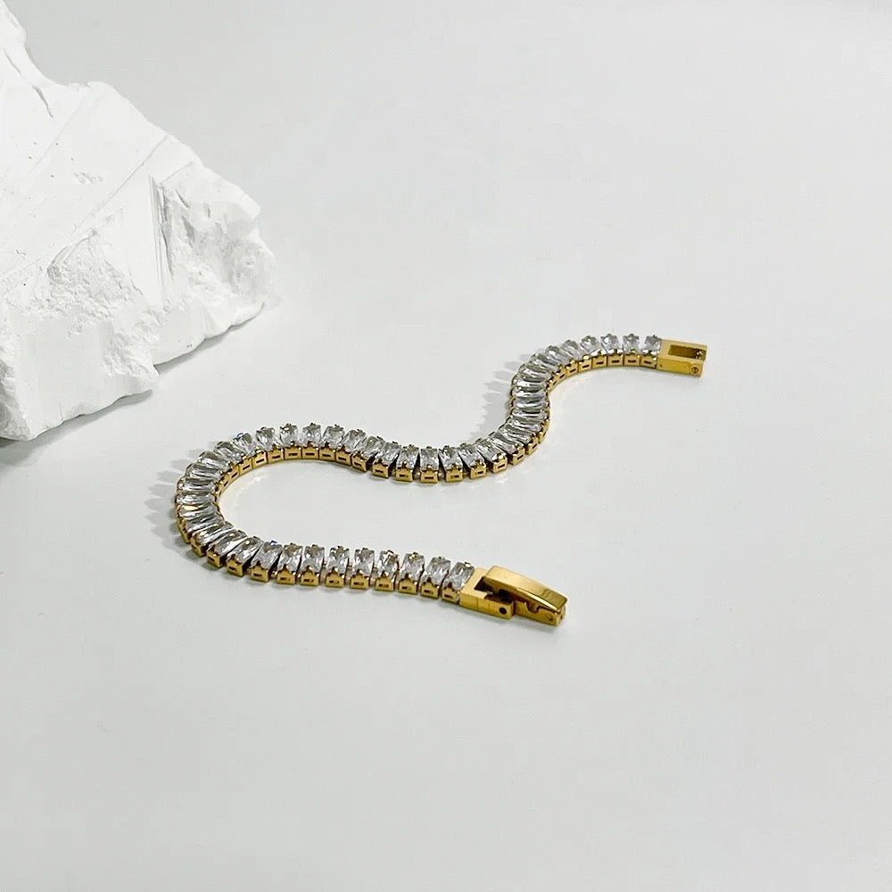 Stahlarmband mit 18K Vergoldung + CZ 17 (6MM)