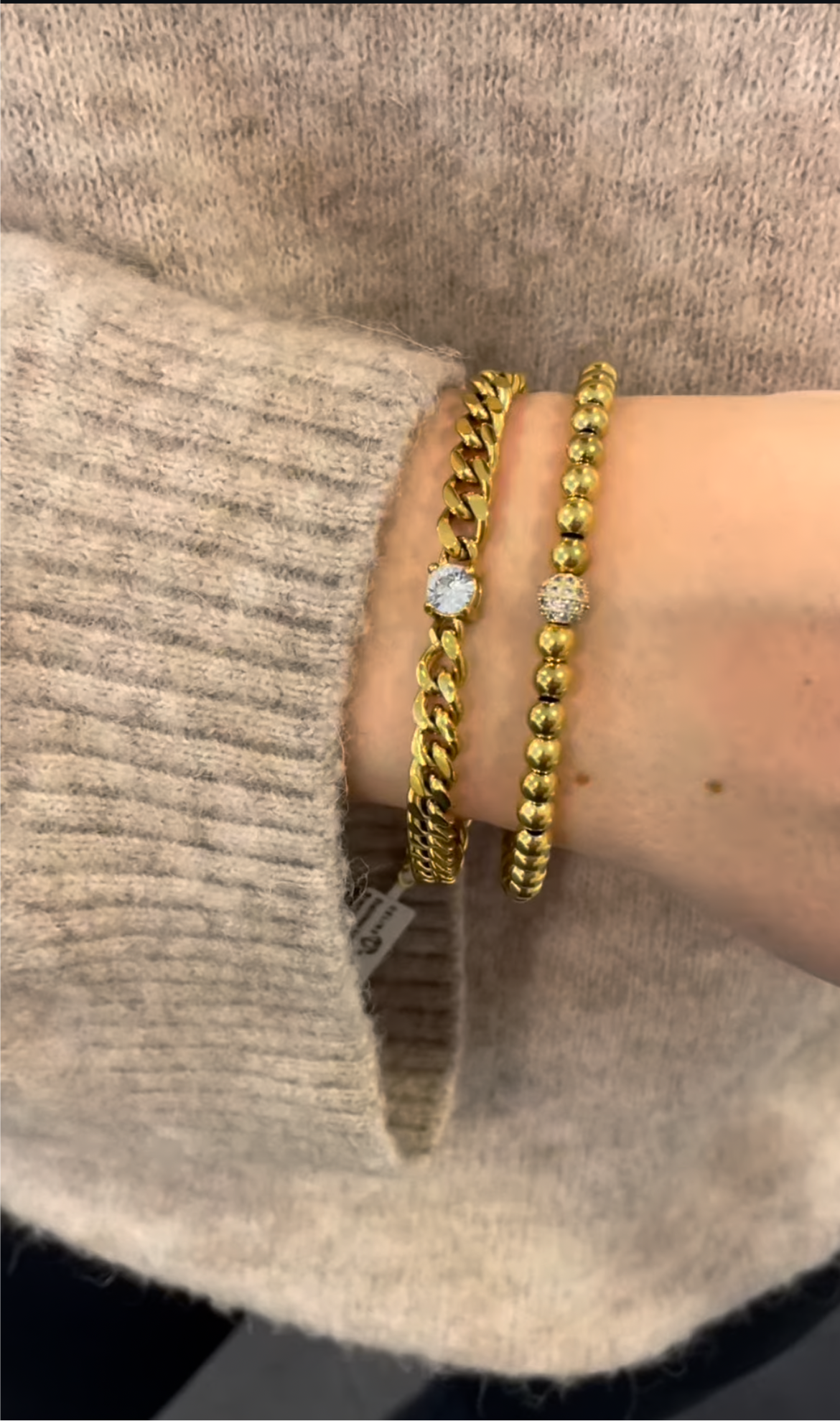 Stahlarmband mit 18K Vergoldung + CZ 16+4 cm