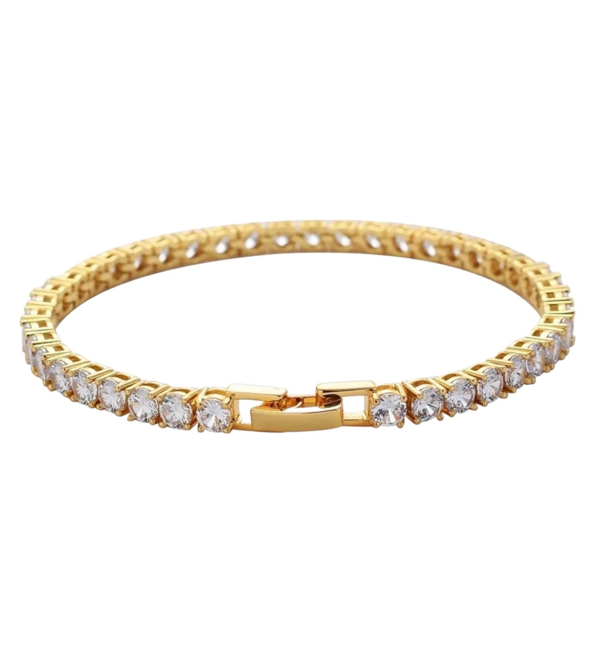 Stahlarmband mit 18K Vergoldung +CZ 18cm (4MM)