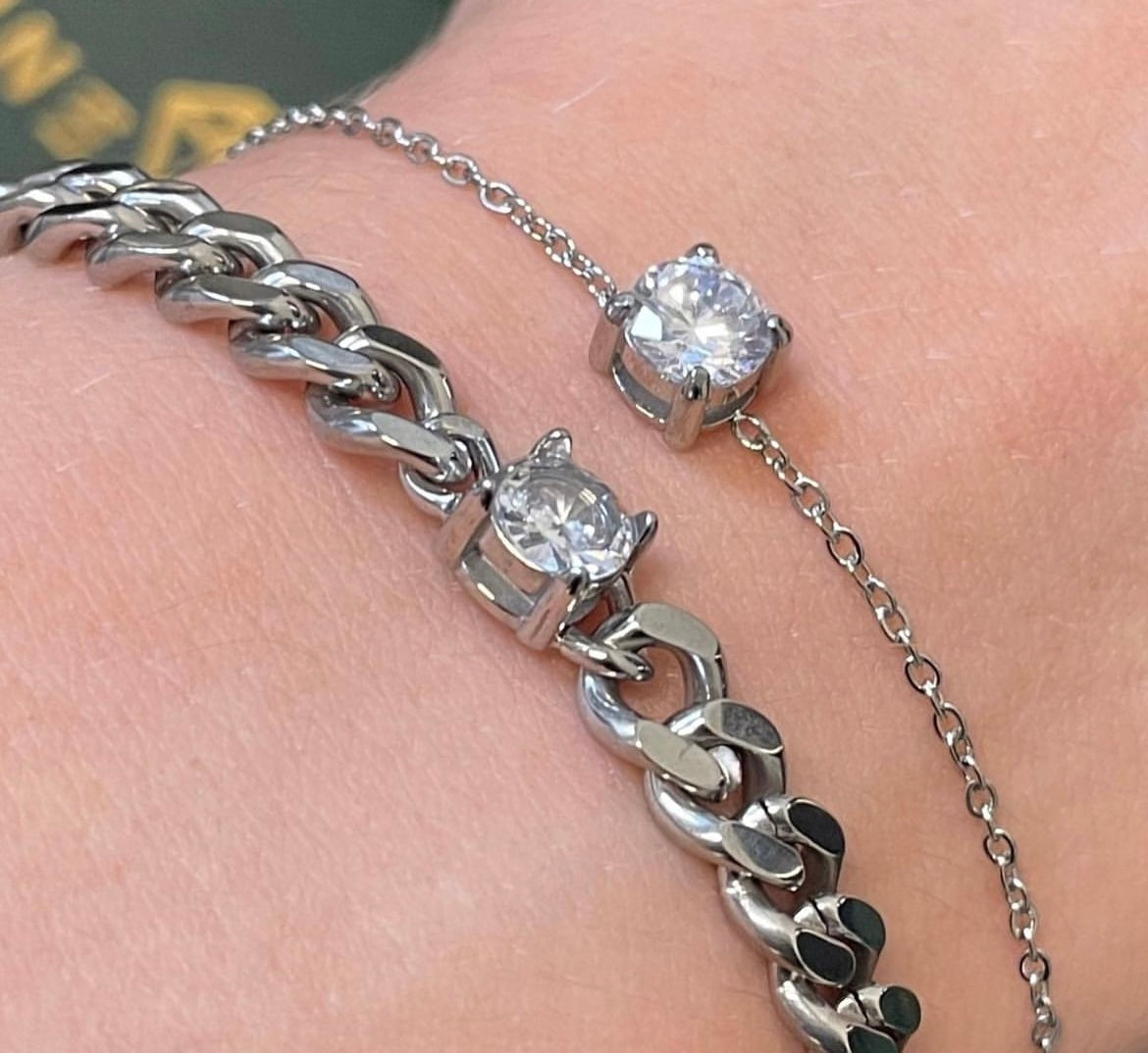 Stahlarmband + CZ 16+5 cm