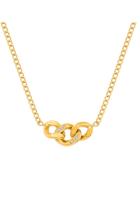 Stahlhalsband mit 18K Vergoldung + CZ 40+5 cm