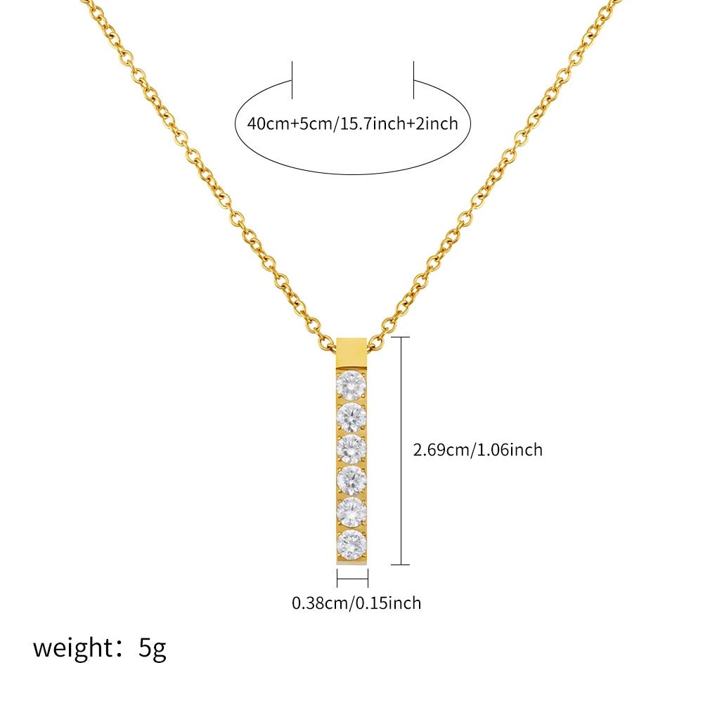 Stahlhalsband mit 18K Vergoldung + CZ 42+5 cm