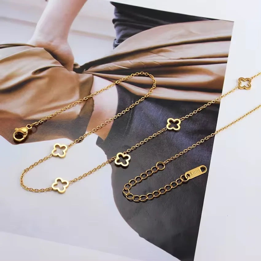 Stahlhalsband mit 18K Vergoldung 41+5 cm