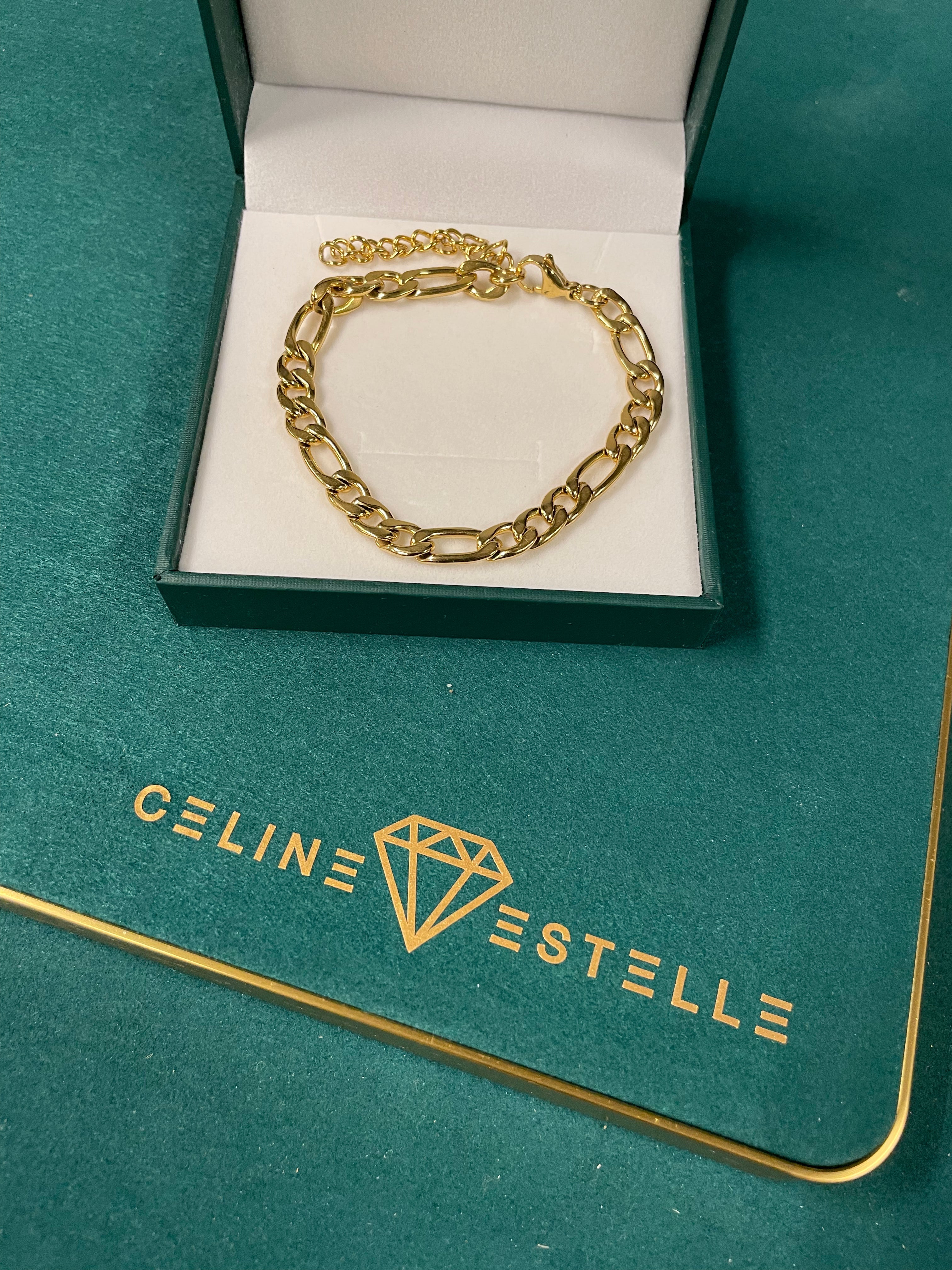 Stahlarmband mit 18K Vergoldung 16,5+4 cm 7mm
