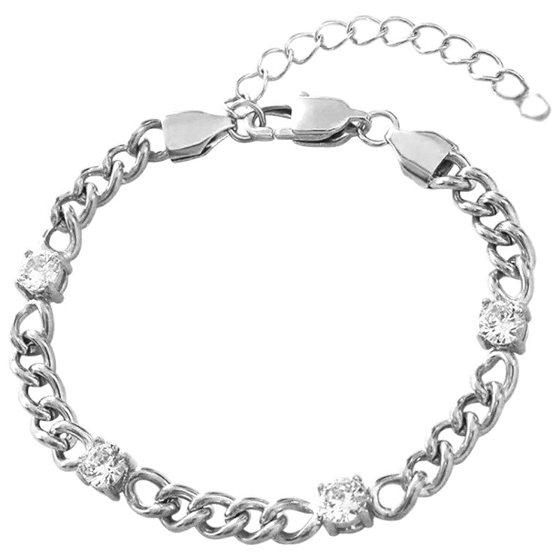 Stahlarmband + CZ 5MM 16+4 cm