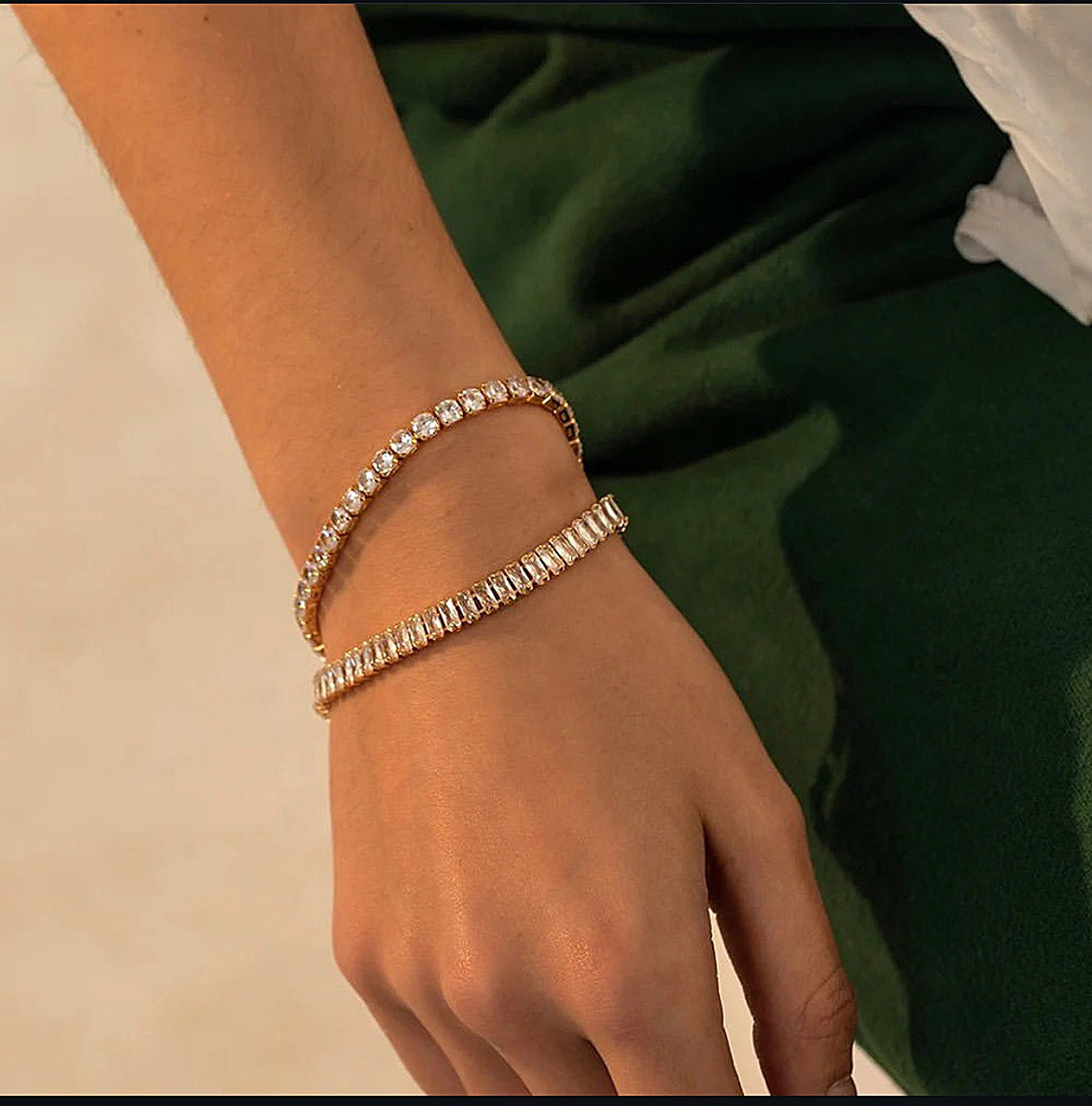 Stahlarmband mit 18K Vergoldung +CZ 18cm (4MM)