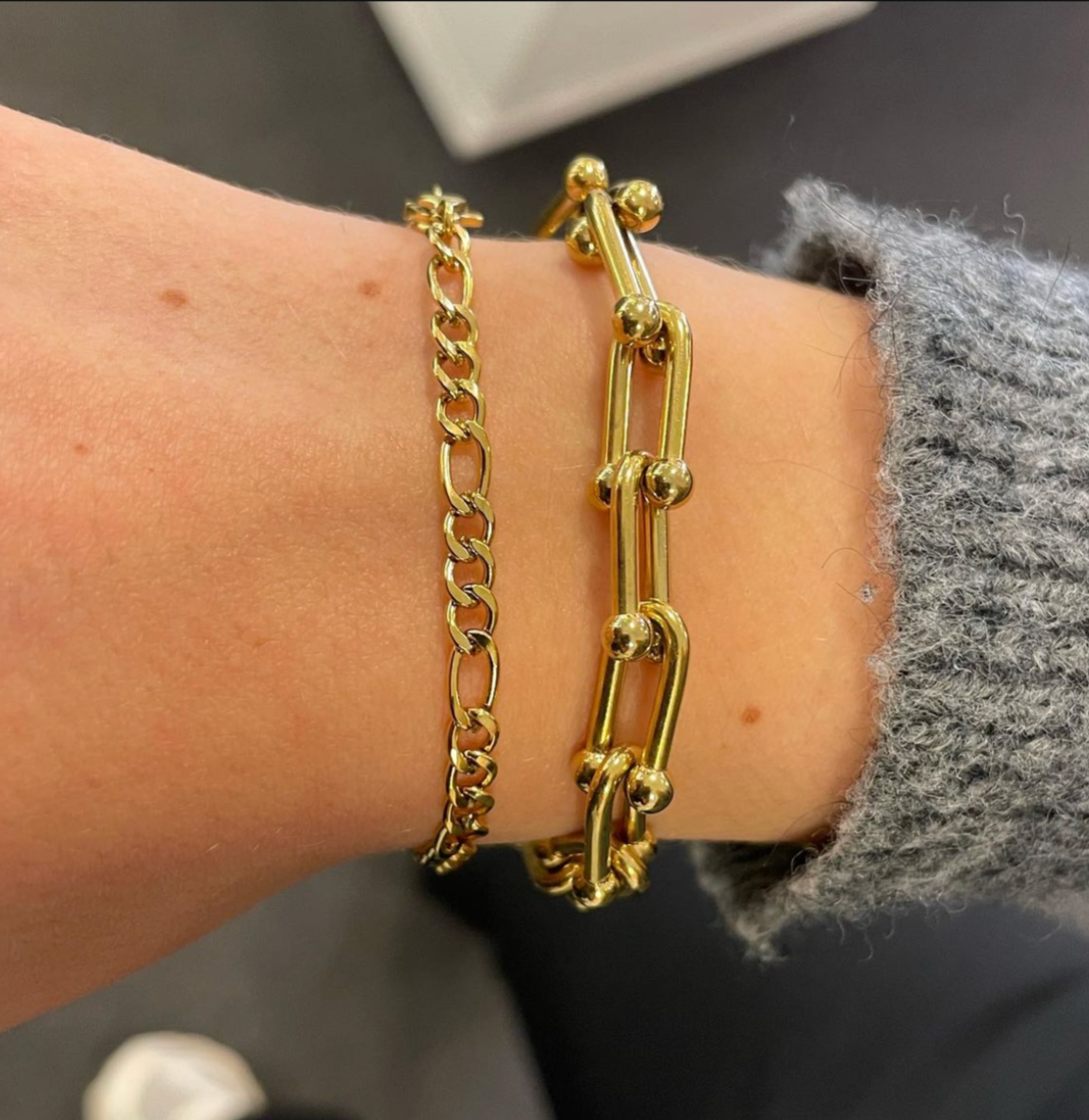 Stahlarmband mit 18K Vergoldung 16,5+4 cm 7mm