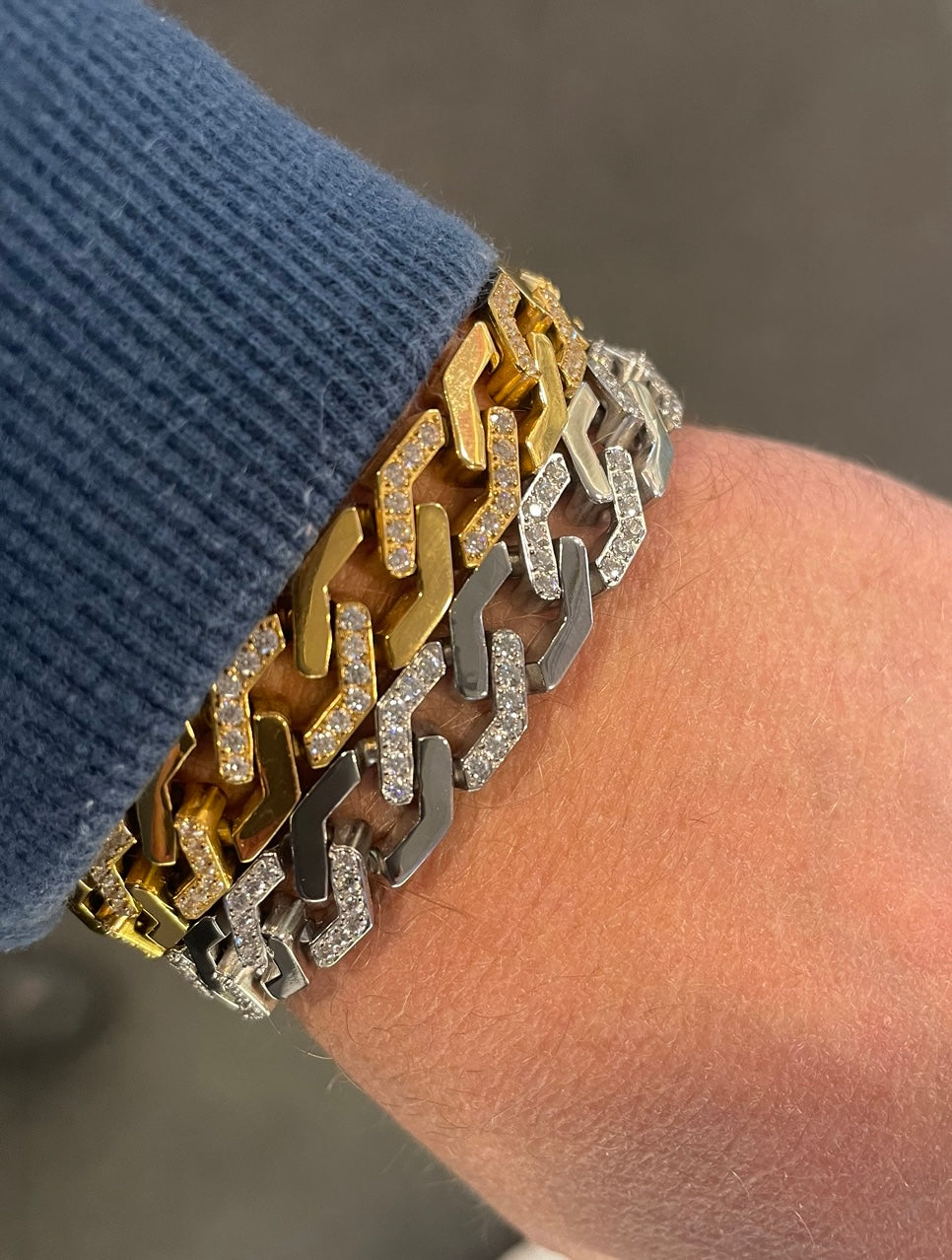 Stahlarmband + CZ 19cm