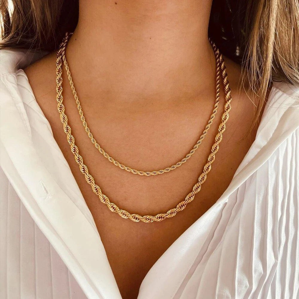 Stahlhalsband mit 18 Vergoldung 4MM 45+5 cm