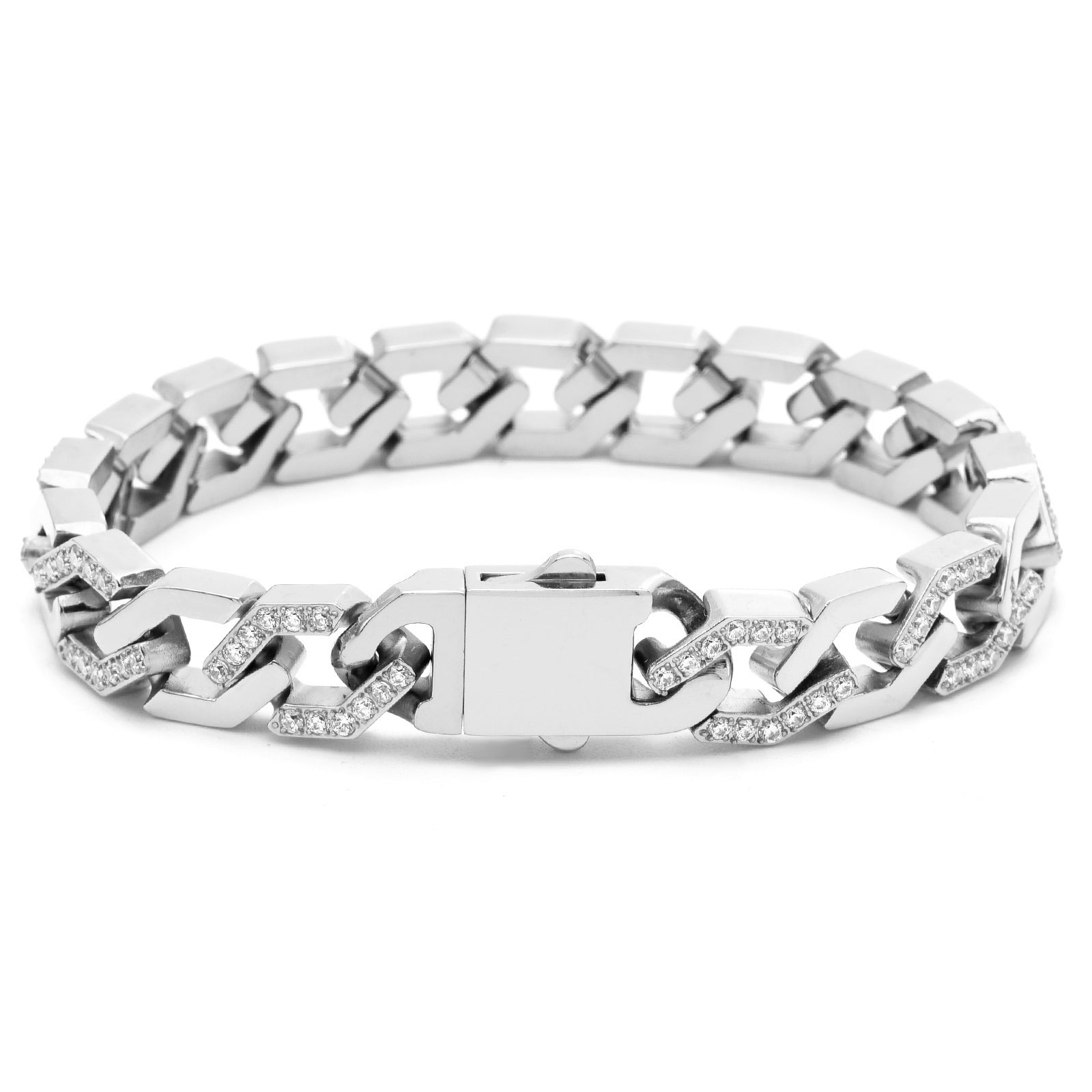 Stahlarmband + CZ 19cm