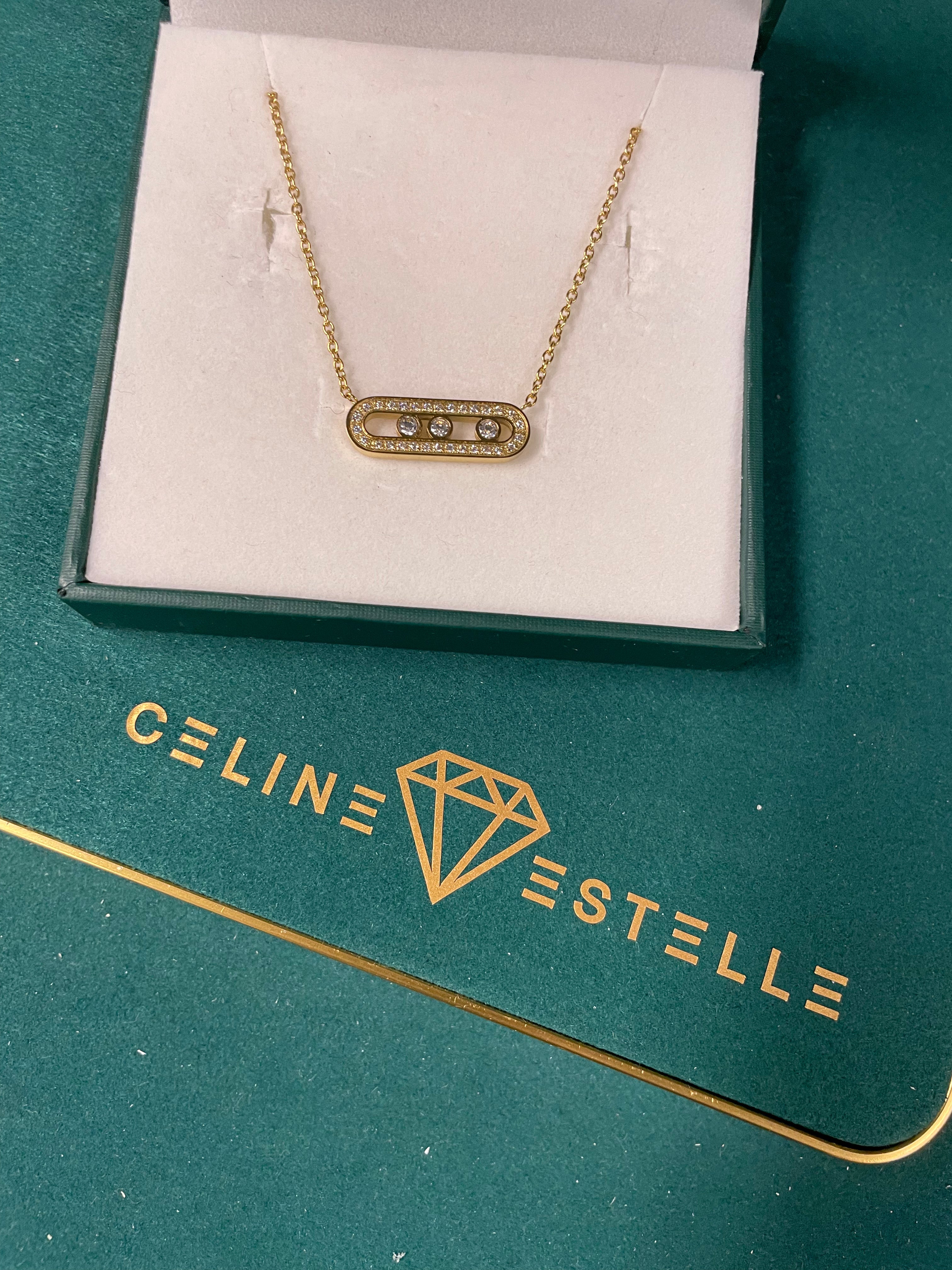 Stahlshalsband mit 18K Vergoldung CZ 40+5 cm