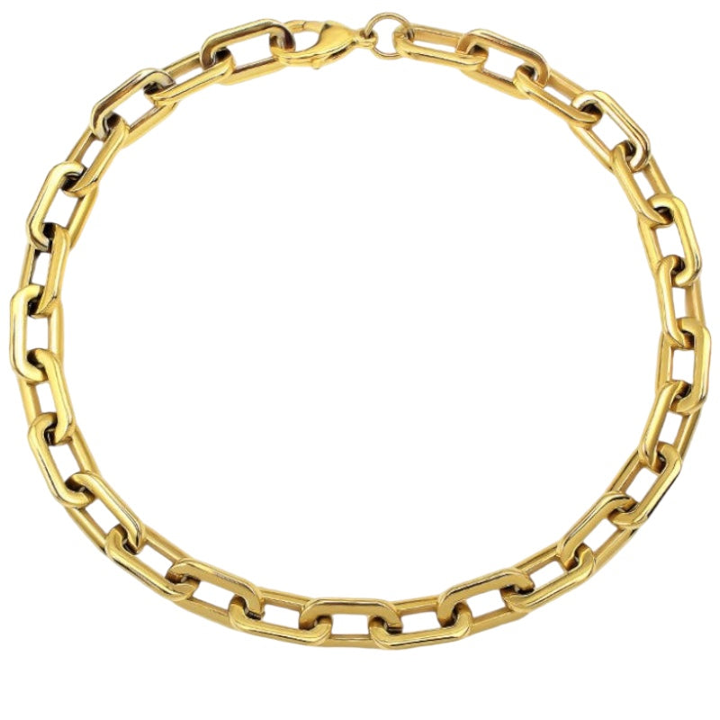 Stahlhalsband mit 18K Vergoldung 45 cm