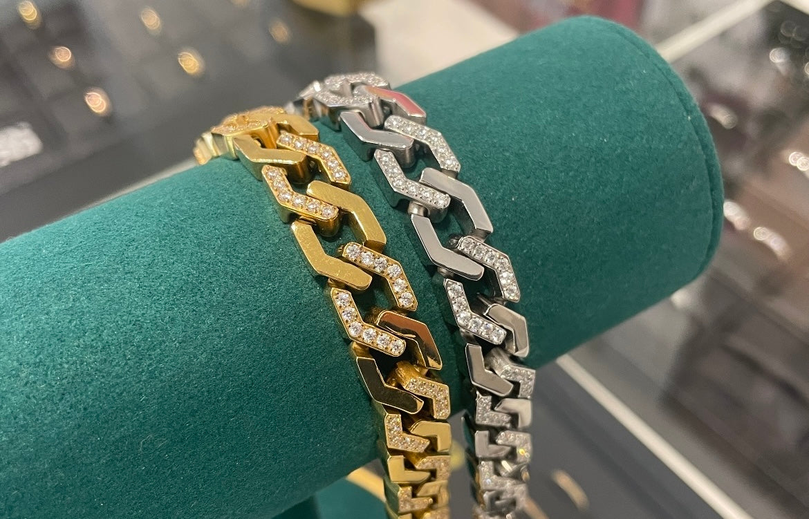 Stahlarmband + CZ 19cm