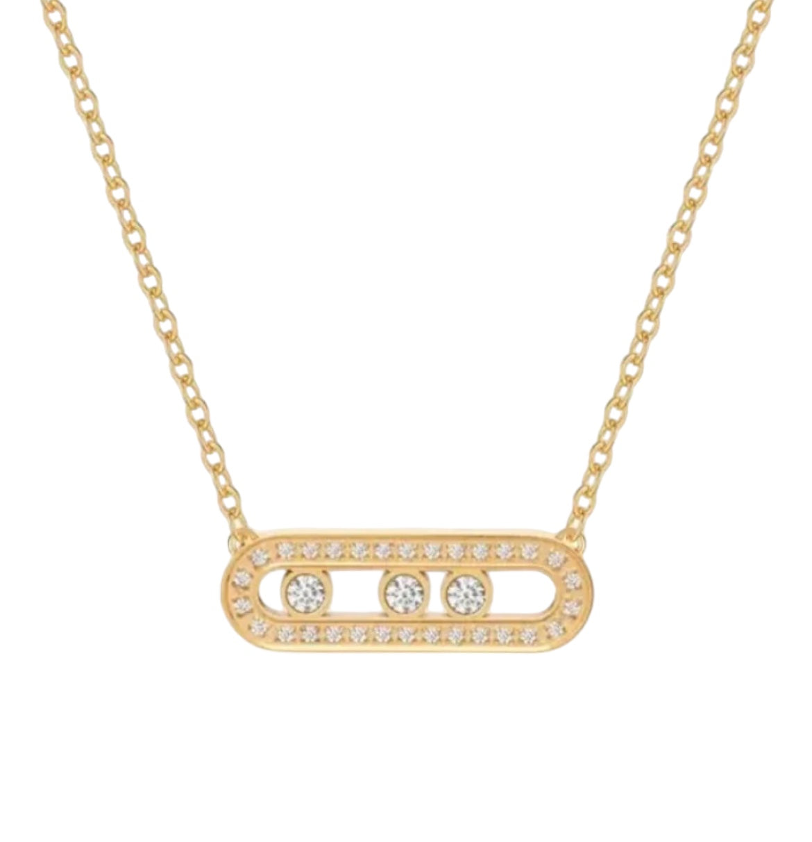 Stahlshalsband mit 18K Vergoldung CZ 40+5 cm