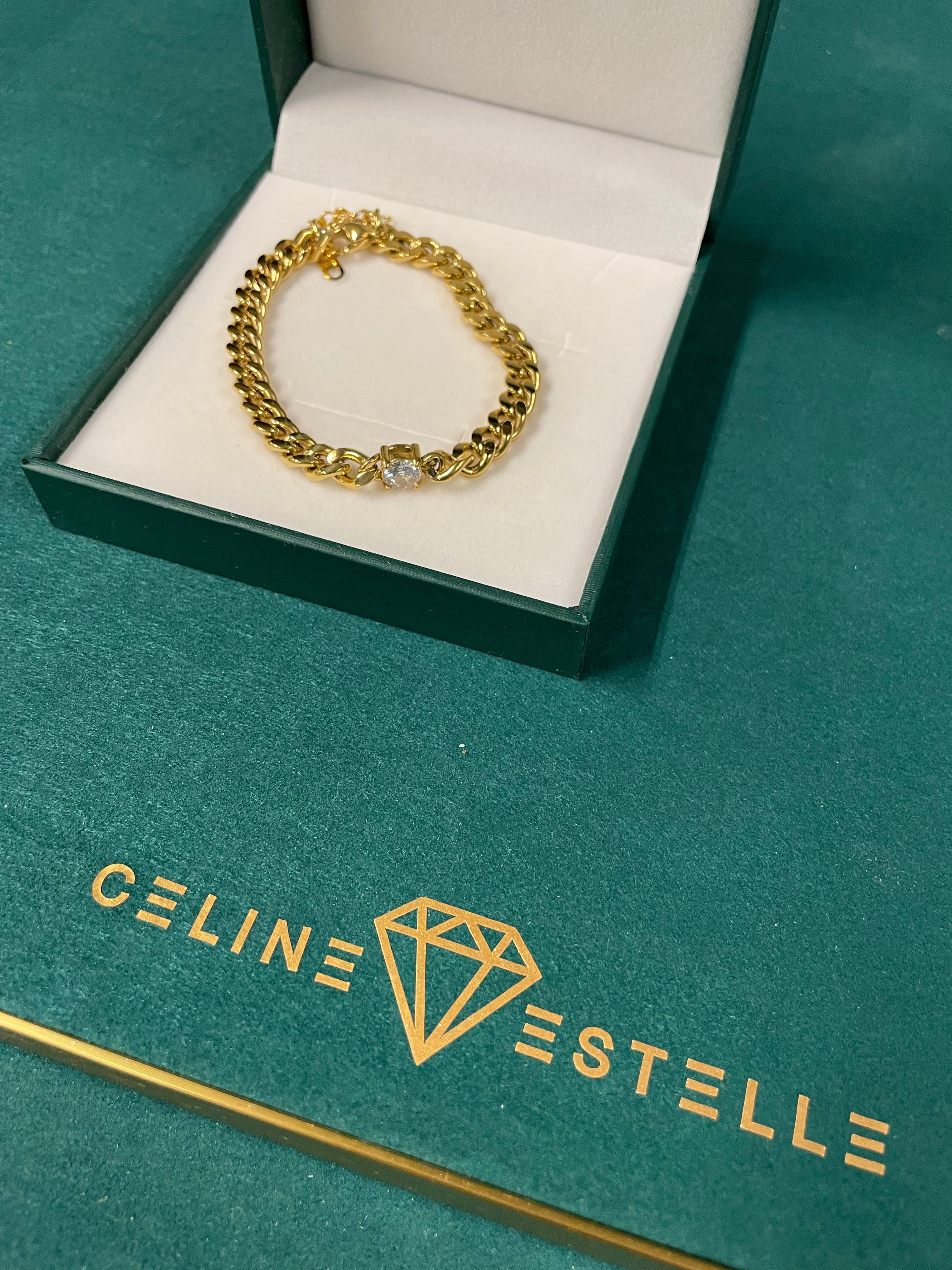 Stahlarmband mit 18K Vergoldung + CZ 16+4 cm