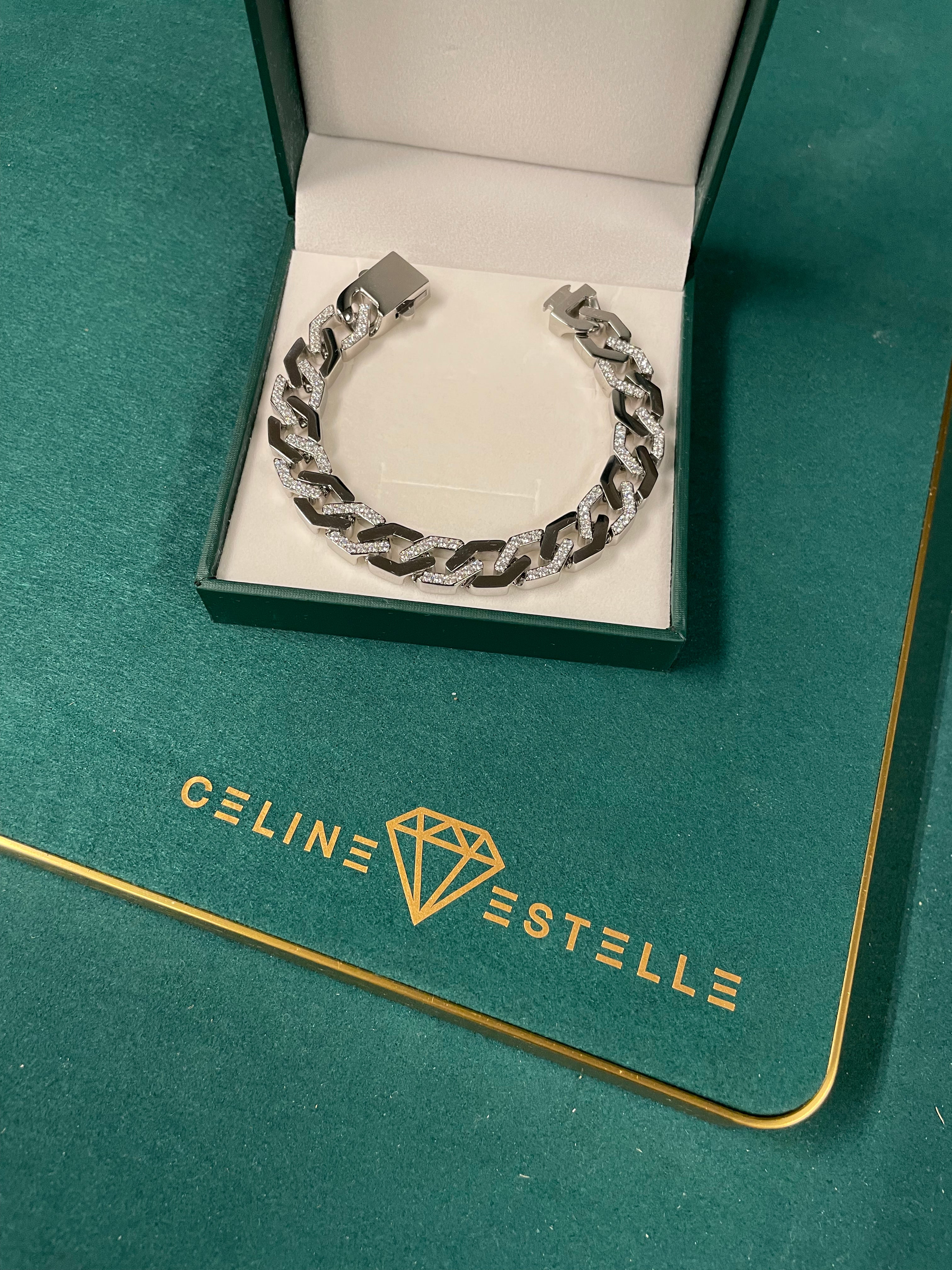 Stahlarmband + CZ 19cm