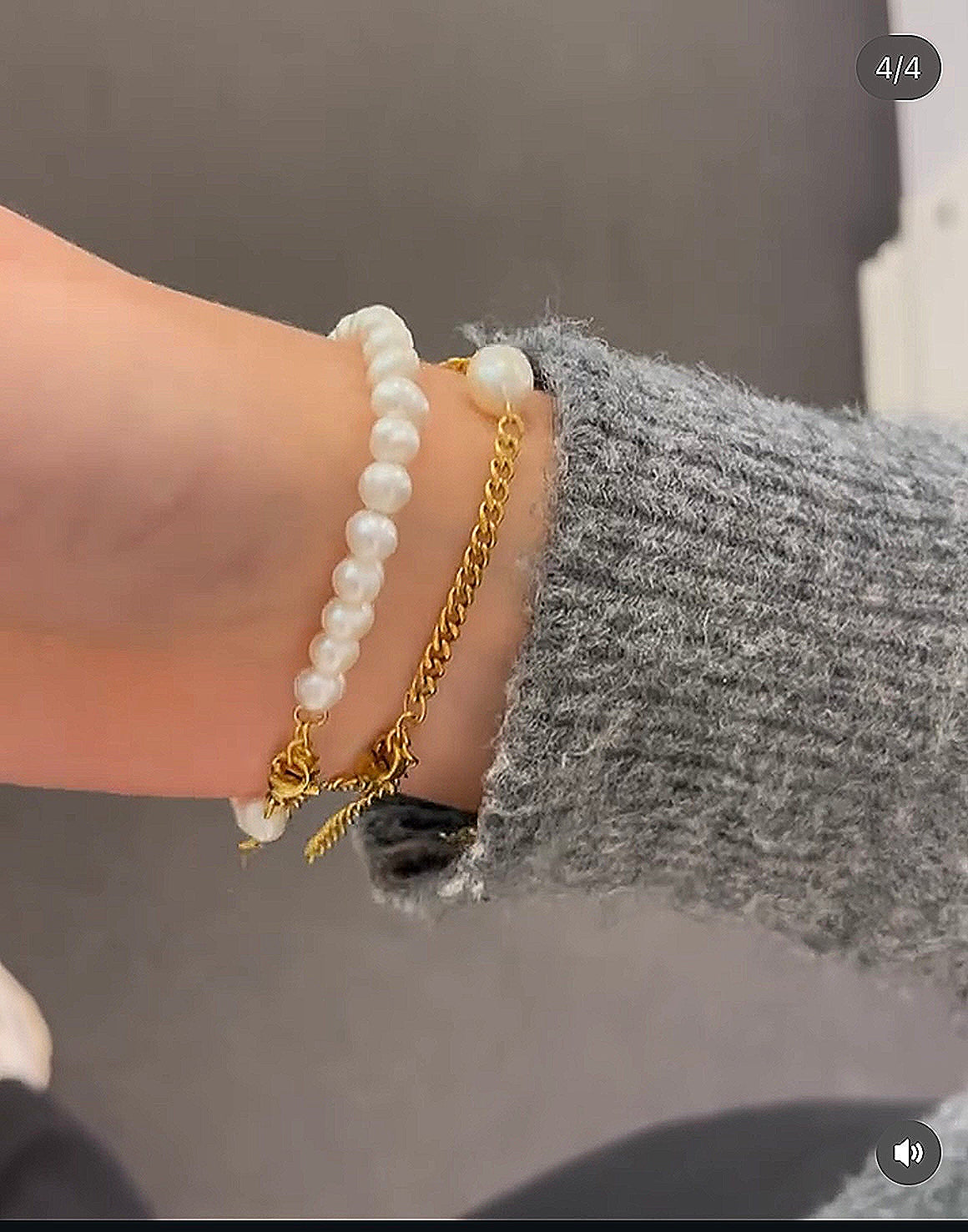 Stahlarmband mit 18K Vergoldung +Süßwasserperlen 17+3 cm