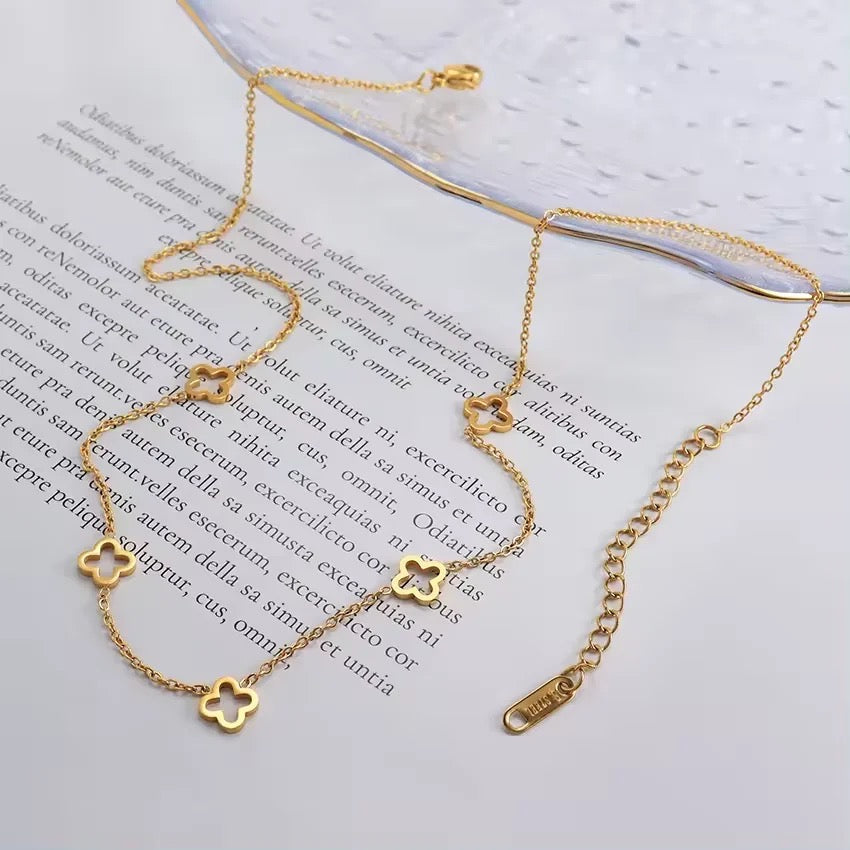 Stahlhalsband mit 18K Vergoldung 41+5 cm