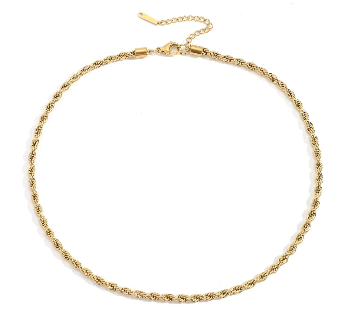 Stahlhalsband mit 18 Vergoldung 4MM 45+5 cm